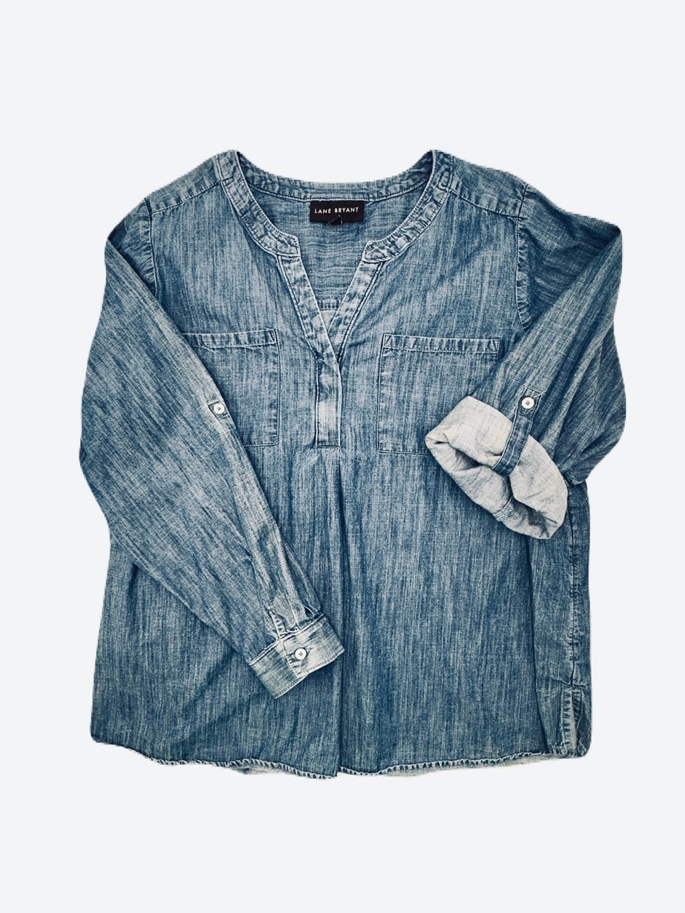 Lane Bryant Women’s Blue Soft Denim Tunic V-Neck Top Shirt, Size 20